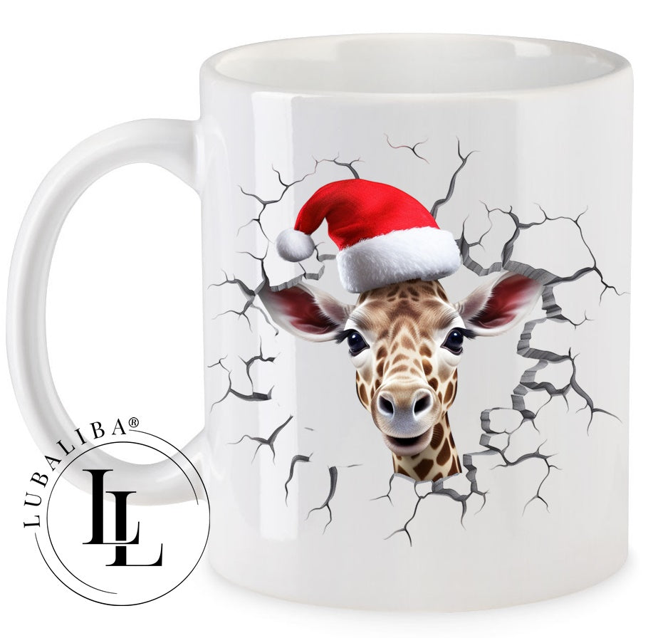 Tasse " 3D- Optik Christmas Giraffe Leo " ArtNr.: CBD